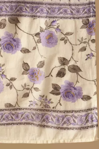 Floral Printed A-Line Sequinned Pure Cotton Kurta with Trousers & Dupatta