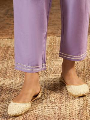 Floral Printed A-Line Sequinned Pure Cotton Kurta with Trousers & Dupatta 7