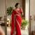 Red Color embroidery And sequence work Satin Saree