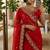 Red Color embroidery And sequence work Satin Saree
