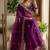 Wine Color embroidery And sequence work Satin Saree