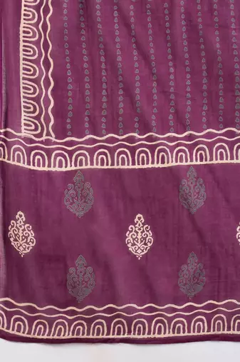 Floral Printed Tie-Up Neck  Cotton Straight Kurta With Trousers & Dupatta