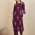 Floral Printed Tie-Up Neck  Cotton Straight Kurta With Trousers & Dupatta