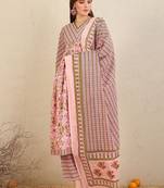 Floral Printed Empire  Cotton A-Line Kurta With Trousers & Dupatta