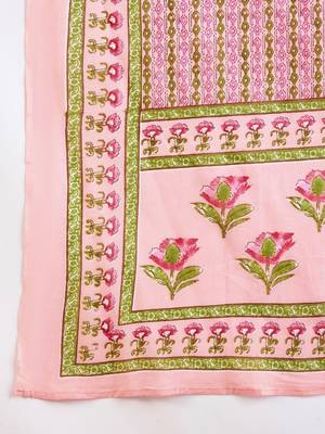 Floral Printed Empire  Cotton A-Line Kurta With Trousers & Dupatta 4