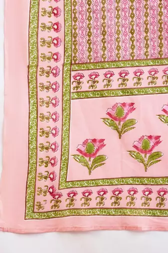 Floral Printed Empire  Cotton A-Line Kurta With Trousers & Dupatta