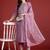 Floral Embroidered Thread Work Kurta with Trousers & Dupatta