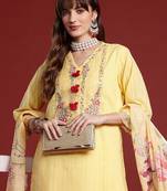 Women Embroidered Regular Thread Work Pure Cotton Kurta with Trousers & With Dupatta