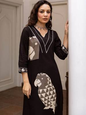 Quirky Printed Straight Kurta With Trousers 6