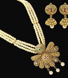 Designer Antique Pendant & Moti Mala Necklace Set Party Wear Necklace With Jhumki / Earring Set fashion jewellery 3