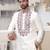 Ivory embroidered festive kurta with placket and hem detailing for men