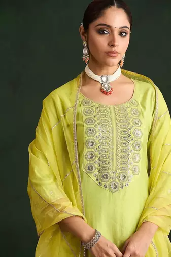 Women Embroidered Regular Liva Kurta with Trousers & With Dupatta