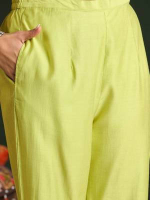 Women Embroidered Regular Liva Kurta with Trousers & With Dupatta 3