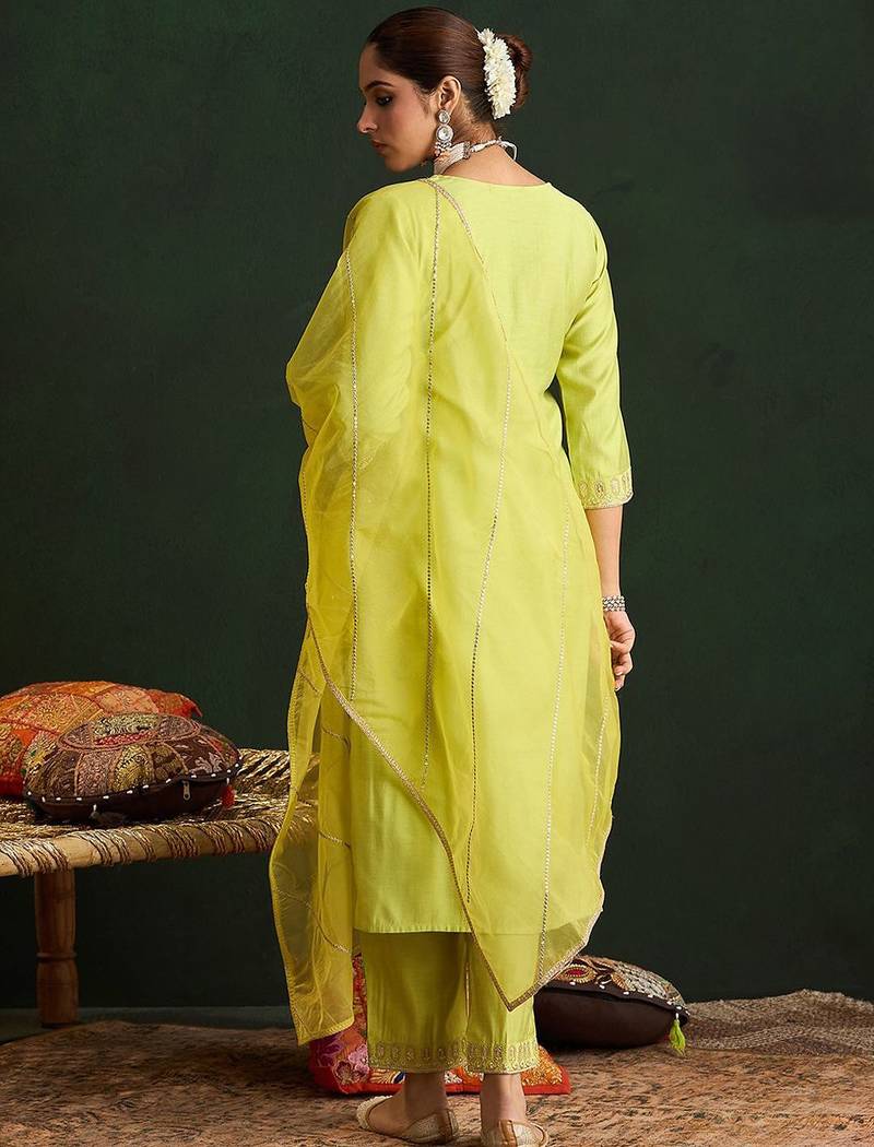 Women Embroidered Regular Liva Kurta with Trousers & With Dupatta
