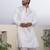 Ivory floral embroidered pure cotton kurta for men
