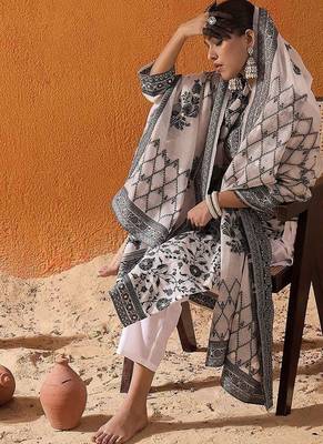 White Ethnic Motifs Woven Design Straight Kurta with Trousers & Dupatta 7