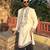 Cream kurta with multi colour stone work yoke embroidery for men