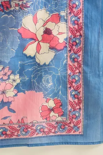 Floral Printed  Cotton Kurta With Trousers & Dupatta