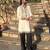 Cream kurta with multi colour stone work yoke embroidery for men