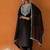 Black Floral Yoke Design Straight Sequinned Kurta With Trousers & Dupatta