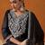 Black Floral Yoke Design Straight Sequinned Kurta With Trousers & Dupatta