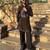 Brown metallic crushed look embroidered mandala yoke festive kurta for men