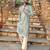 Sky blue embroidered cotton festive kurta for men