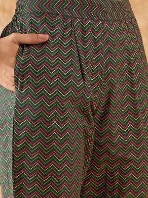 Floral Printed A-Line Sequinned Kurta with Trousers & Dupatta 3