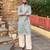 Sky blue embroidered cotton festive kurta for men