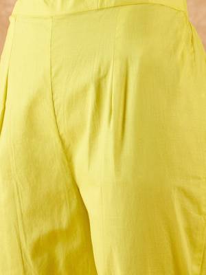 Embroidered Straight Sequinned Chanderi Cotton Kurta with Trousers & Dupatta 3