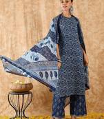 Paisley Printed Straight Kurta with Palazzos & Dupatta
