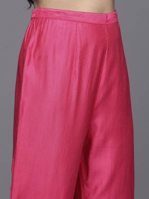 Ethnic Motifs Yoke Design Straight Thread Work Liva Kurta with Trousers & Dupatta 3