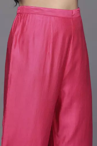 Ethnic Motifs Yoke Design Straight Thread Work Liva Kurta with Trousers & Dupatta