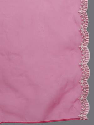 Ethnic Motifs Yoke Design Straight Thread Work Liva Kurta with Trousers & Dupatta 4