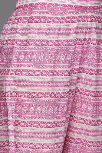floral printed a-line sequinned  cotton kurta with trousers & dupatta