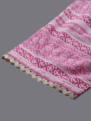 Floral Printed A-Line Sequinned  Cotton Kurta with Trousers & Dupatta 7