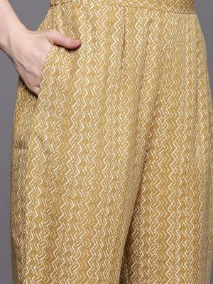 Women Ethnic Motifs Printed Regular Thread Work  Cotton Kurta with Trousers & With Dupatta 3