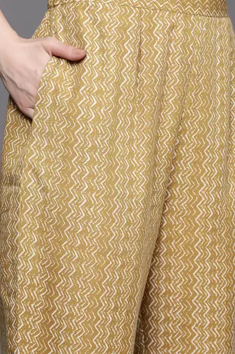 Women Ethnic Motifs Printed Regular Thread Work Pure Cotton Kurta with Trousers & With Dupatta