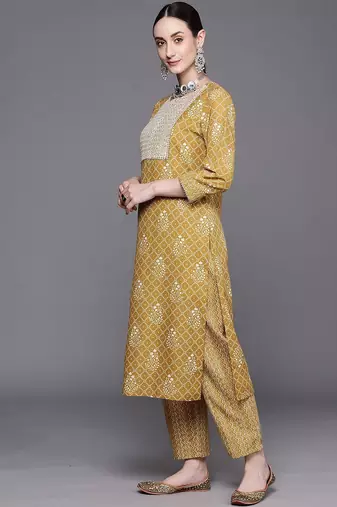 Women Ethnic Motifs Printed Regular Thread Work Pure Cotton Kurta with Trousers & With Dupatta