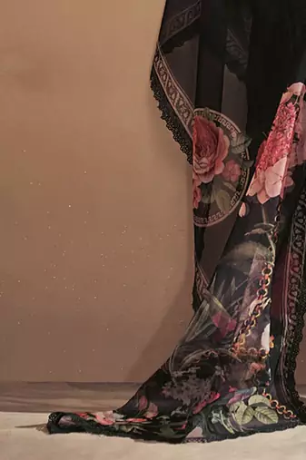 Women Floral Embroidered Panelled Thread Work Kurta with Trousers & With Dupatta