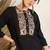 Women Floral Yoke Design Regular Thread Work Kurti with Trousers
