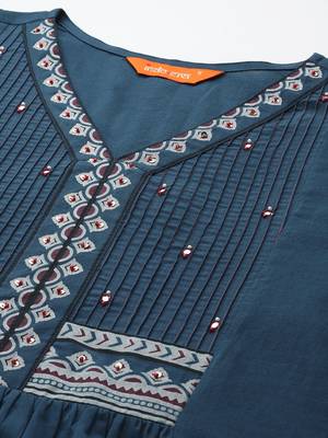 Ethnic Motifs Printed Sequinned  Cotton Kurta with Trousers & With Dupatta 2