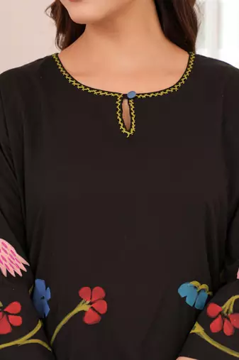 Floral Printed Pure Cotton Kurta With Trousers