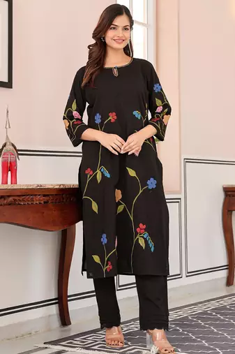Floral Printed Pure Cotton Kurta With Trousers