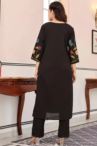 Floral Printed Pure Cotton Kurta With Trousers