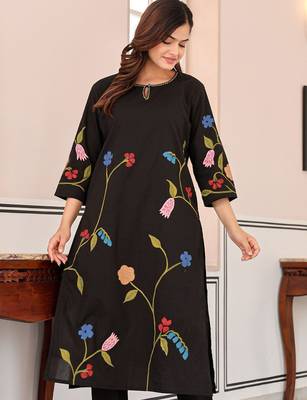 Floral Printed Pure Cotton Kurta With Trousers 7