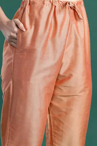 Floral Embroidered Thread Work Pure Cotton Kurta with Trousers