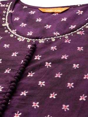 Floral Printed Pure Cotton Kurta with Trousers & Dupatta 2