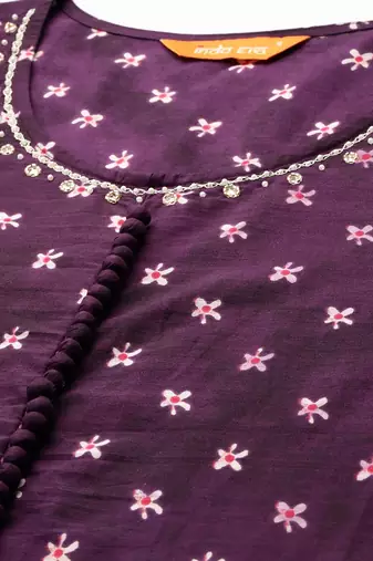 Floral Printed  Cotton Kurta with Trousers & Dupatta