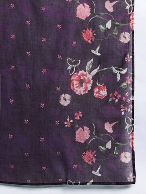 Floral Printed Pure Cotton Kurta with Trousers & Dupatta 4